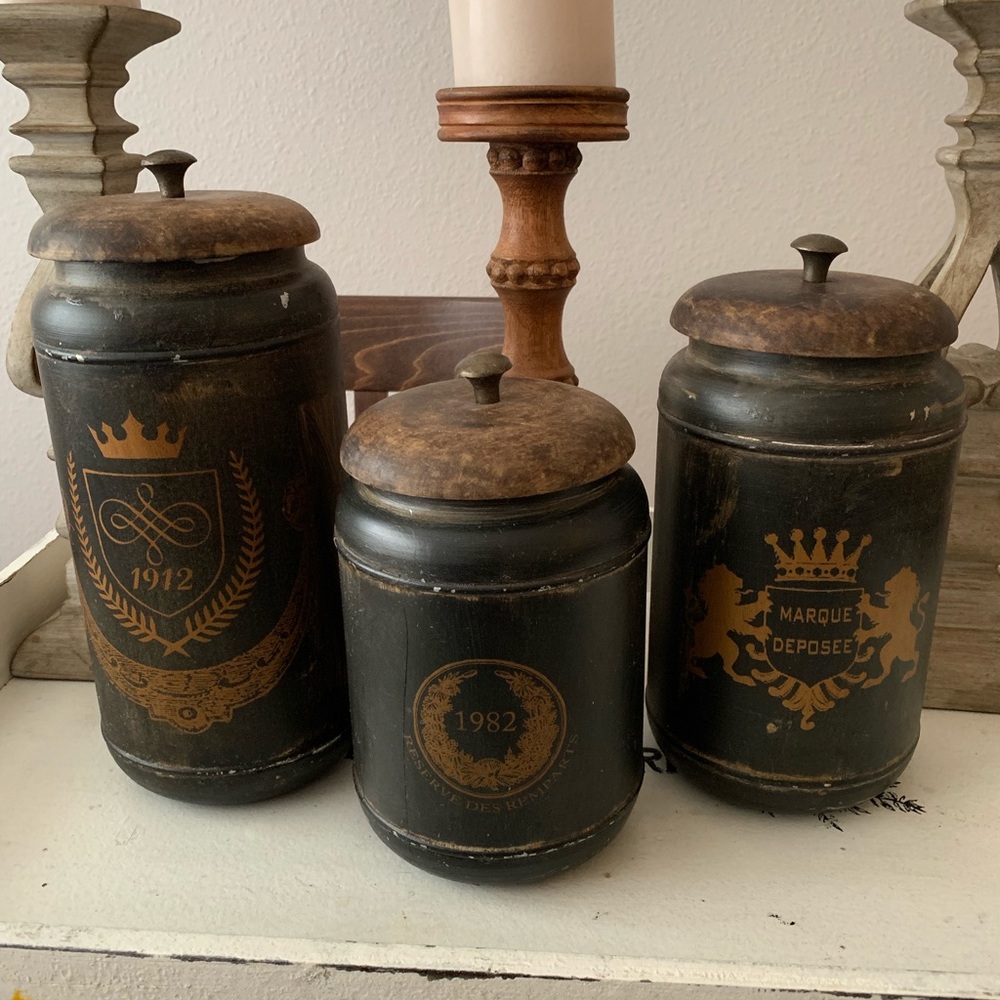Farmhouse Rustic table top decor Canisters Set
